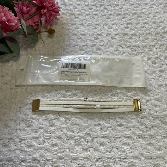 Cuff White and Multi Color Multi-Strand Bracelet~ Magnetic clasp- Gold Color - Picture 5 of 5